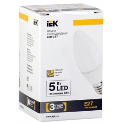 Лампа светодиодная C37 свеча 5W E27 (IEK)